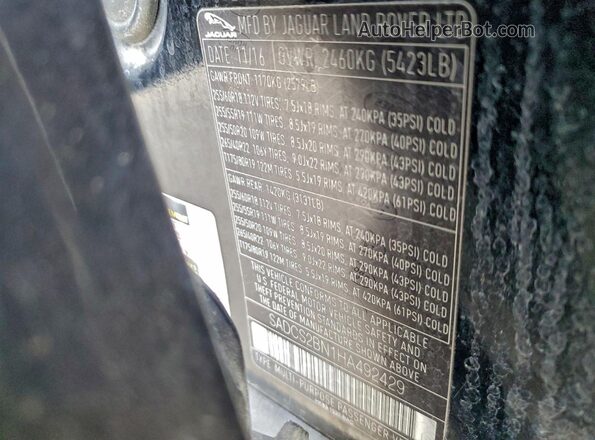 SADCS2BN1HA492429 2017 JAGUAR F-PACE Черный Панорамный вид салона 360°