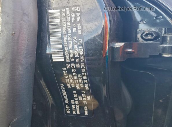 ZASPAJANXK7C71340 2019 ALFA ROMEO STELVIO Black Vista de la etiqueta del VIN