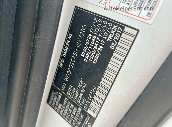 WD3PG2EA5H3277285 2017 MERCEDES-BENZ METRIS Белый Вид задней части салона