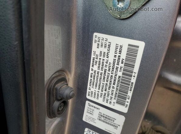 7FARW1H87KE036296 2019 HONDA CRV Серебряный Вид наклейки с VIN-кодом
