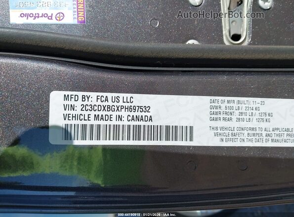 2C3CDXBGXPH697532 2023 DODGE CHARGER Серый Вид подкапотного пространства