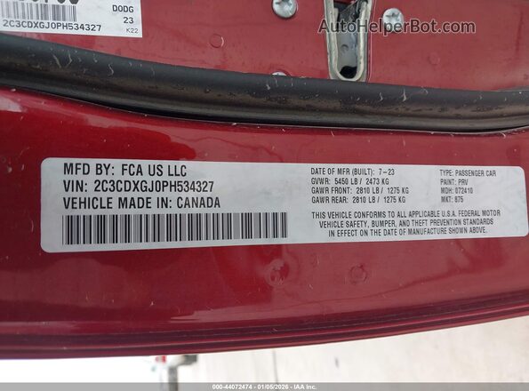 2C3CDXGJ0PH534327 2023 DODGE CHARGER Темно-бордовый Вид подкапотного пространства