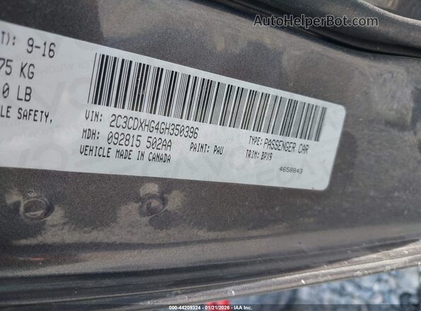 2C3CDXHG4GH350396 2016 DODGE CHARGER Gray Widok komory silnika