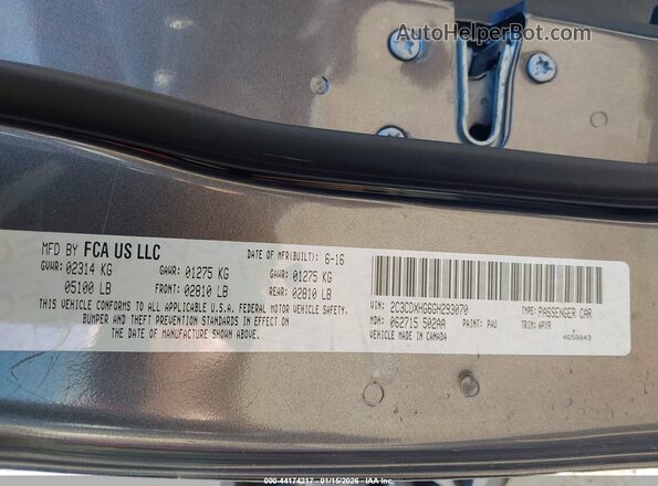 2C3CDXHG6GH293070 2016 DODGE CHARGER Серый Вид подкапотного пространства