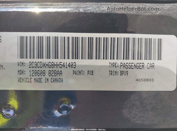2C3CDXHG8HH541403 2017 DODGE CHARGER Black Vista del compartimento del motor