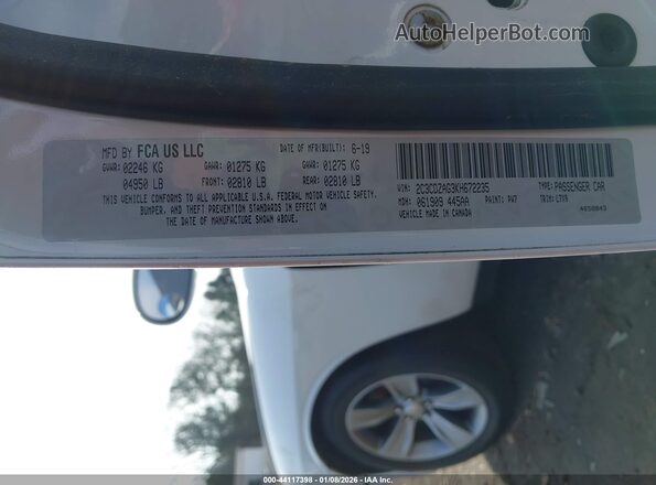 2C3CDZAG3KH672235 2019 DODGE CHALLENGER Белый Вид подкапотного пространства