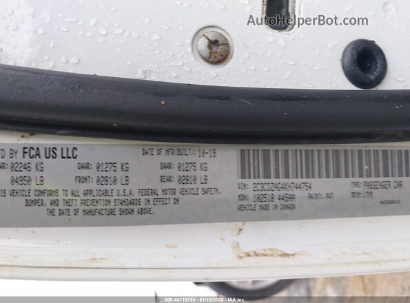 2C3CDZAG4KH744754 2019 DODGE CHALLENGER Белый Вид подкапотного пространства