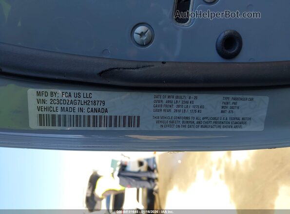 2C3CDZAG7LH218779 2020 DODGE CHALLENGER Gray Widok komory silnika