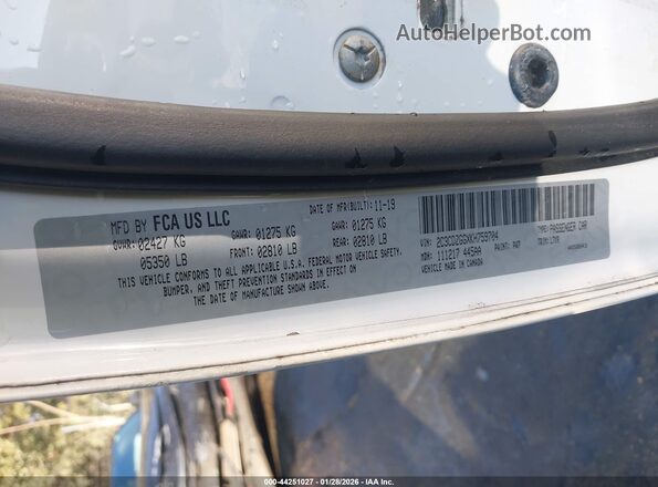 2C3CDZGGXKH759704 2019 DODGE CHALLENGER Белый Вид подкапотного пространства
