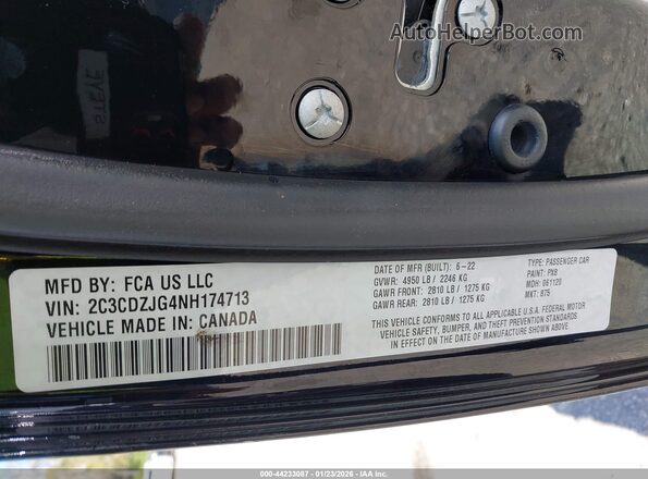 2C3CDZJG4NH174713 2022 DODGE CHALLENGER Черный Вид подкапотного пространства