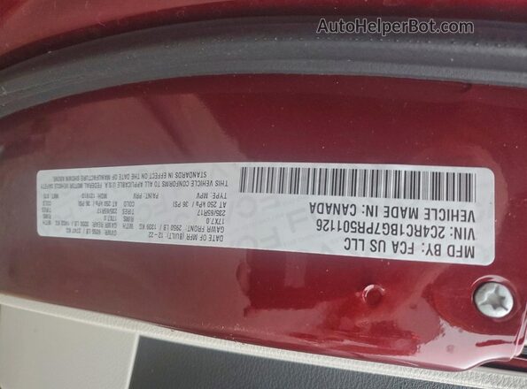 2C4RC1BG7PR501126 2023 CHRYSLER PACIFICA Бордовый Вид наклейки с VIN-кодом