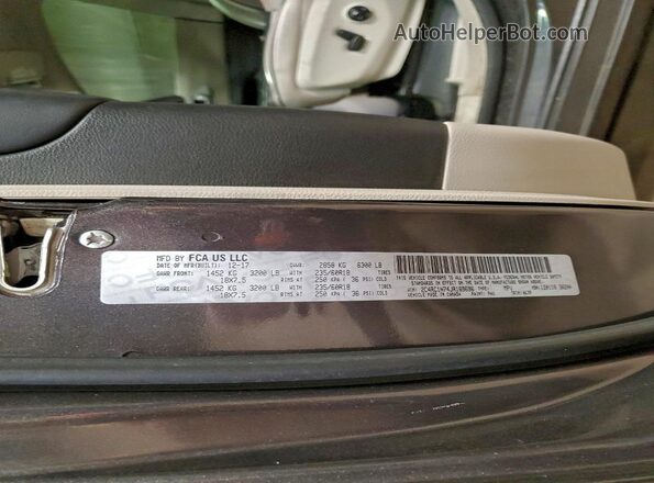 2C4RC1N74JR169696 2018 CHRYSLER PACIFICA Gray Widok naklejki z numerem VIN