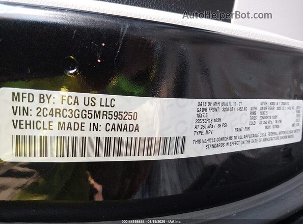 2C4RC3GG5MR595250 2021 CHRYSLER PACIFICA Черный Вид подкапотного пространства