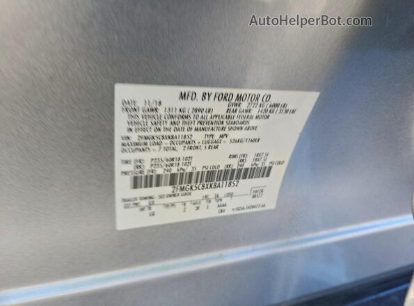 2FMGK5C8XKBA11852 2019 FORD FLEX Серебряный Вид наклейки с VIN-кодом