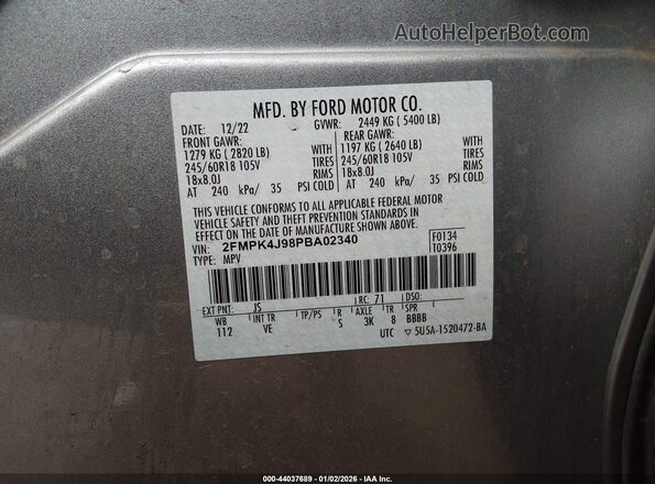 2FMPK4J98PBA02340 2023 FORD EDGE Серебряный Вид подкапотного пространства