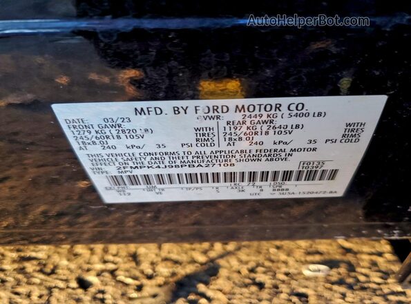 2FMPK4J98PBA27108 2023 FORD EDGE Black VIN կոդի պիտակի տեսք
