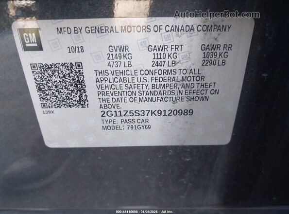 2G11Z5S37K9120989 2019 CHEVROLET IMPALA Серый Вид подкапотного пространства