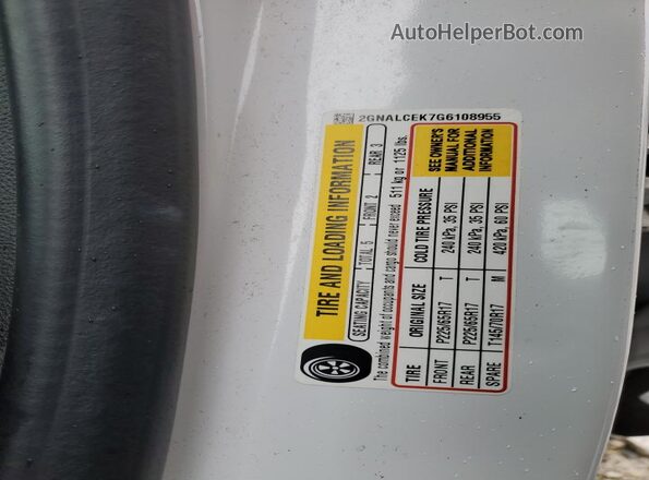 2GNALCEK7G6108955 2016 CHEVROLET EQUINOX Белый Вид наклейки с VIN-кодом