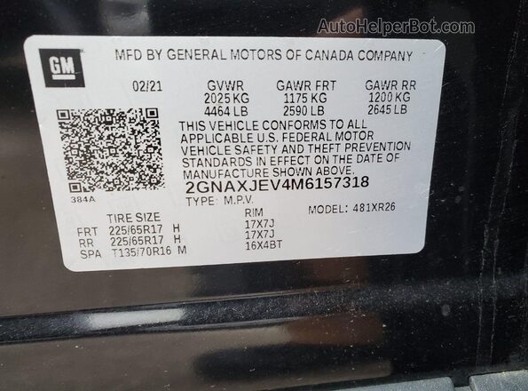 2GNAXJEV4M6157318 2021 CHEVROLET EQUINOX  
