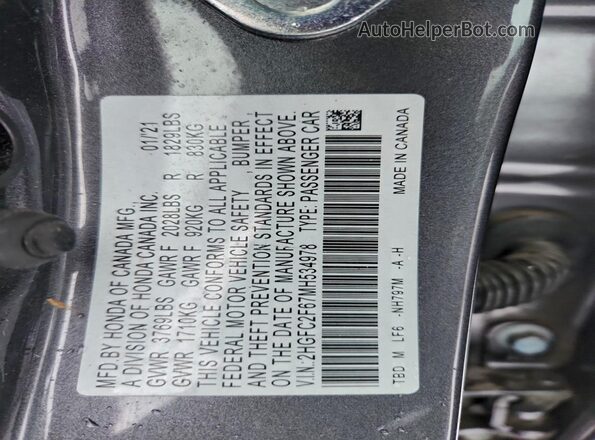 2HGFC2F67MH534978 2021 HONDA CIVIC Charcoal Widok komory silnika