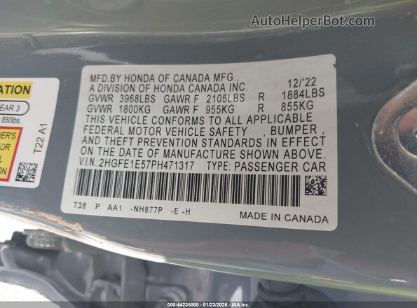 2HGFE1E57PH471317 2023 HONDA CIVIC SI Light Blue Вид подкапотного пространства