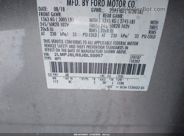 2LMPJ8LR6JBL50057 2018 LINCOLN MKX Коричневый Вид подкапотного пространства