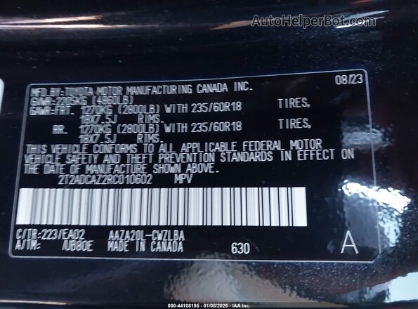 2T2ADCAZ2RC010602 2024 LEXUS NX 250 Black Вид підкапотного простору