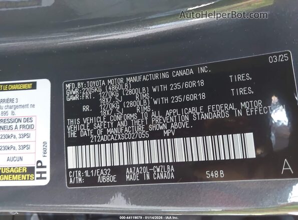 2T2ADCAZXSC027055 2025 LEXUS NX 250 Gray Շարժիչի բաժամունքի տեսք