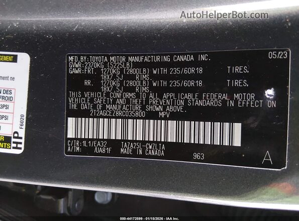 2T2AGCEZ8RC035800 2024 LEXUS NX 350 Gray Вид підкапотного простору