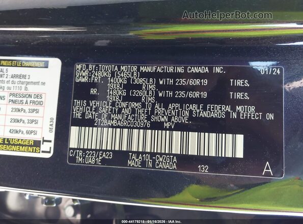 2T2BAMBA6RC030976 2024 LEXUS RX 350 Черный Вид подкапотного пространства