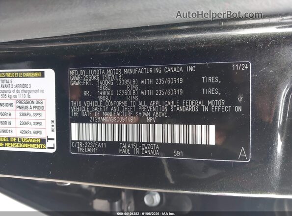 2T2BAMCA3SC091481 2025 LEXUS RX 350 Черный Вид подкапотного пространства