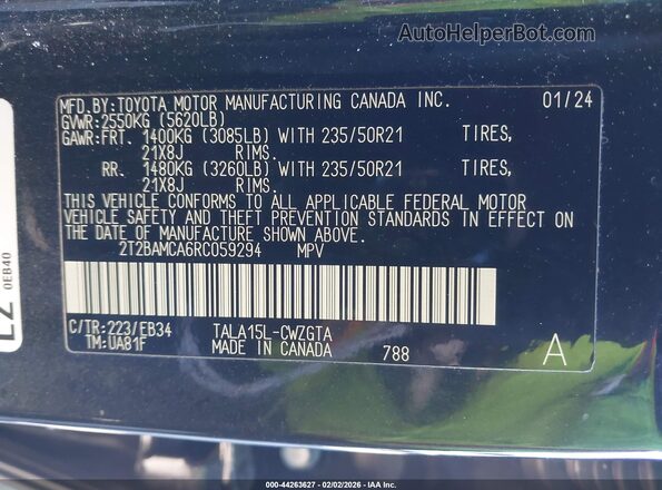 2T2BAMCA6RC059294 2024 LEXUS RX 350 Black Вид підкапотного простору