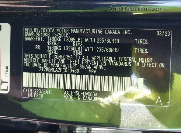 2T2BBMCA2PC010460 2023 LEXUS RX 350H Черный Вид подкапотного пространства