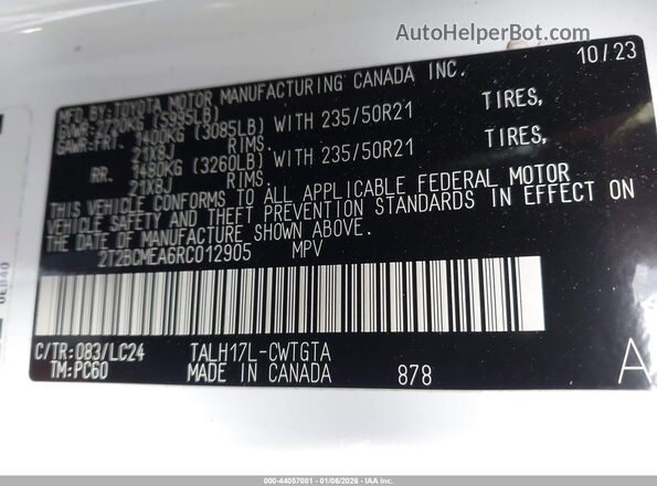 2T2BCMEA6RC012905 2024 LEXUS RX 500H Белый Вид подкапотного пространства
