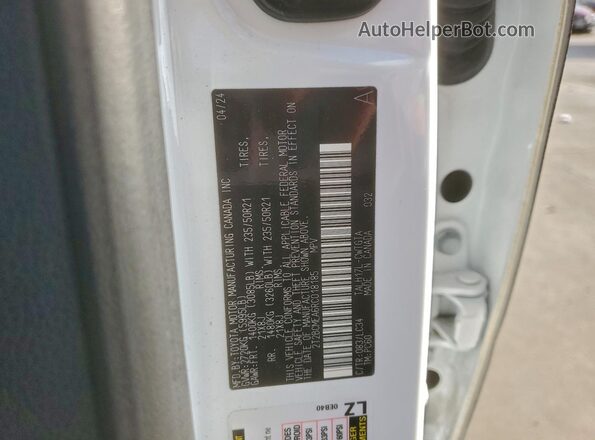 2T2BCMEA6RC018185 2024 LEXUS RX White VIN კოდის სტიკერის ხედი