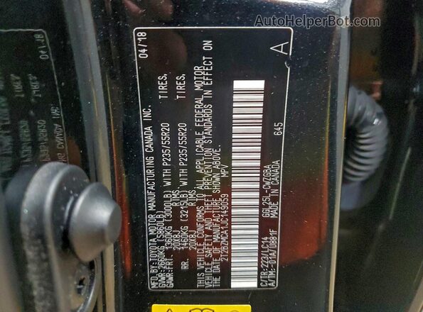 2T2BZMCA1JC149059 2018 LEXUS RX Black Vista de la etiqueta del VIN