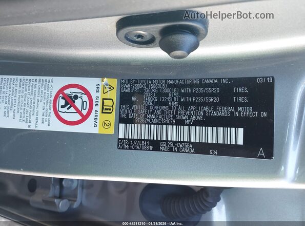 2T2BZMCA6KC191079 2019 LEXUS RX 350 Серебряный Вид подкапотного пространства