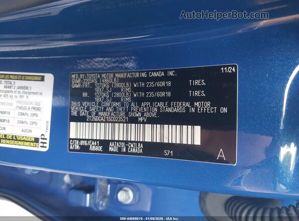2T2GDCAZ1SC023521 2025 LEXUS NX 250 Blue Vista del compartimento del motor
