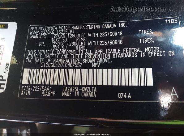2T2GGCEZ0TC107557 2026 LEXUS NX 350 Black Вид підкапотного простору