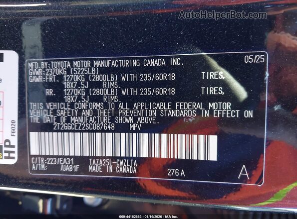 2T2GGCEZ2SC087648 2025 LEXUS NX 350 Black Widok komory silnika