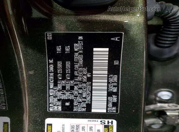 2T2HGCEZXPC026110 2023 LEXUS NX Зеленый Вид наклейки с VIN-кодом