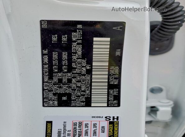 2T2HKCEZ4TC059807 2026 LEXUS NX Белый Вид наклейки с VIN-кодом