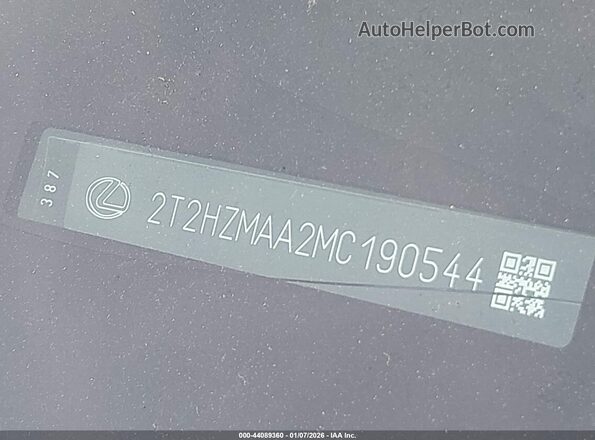 2T2HZMAA2MC190544 2021 LEXUS RX 350 Белый 