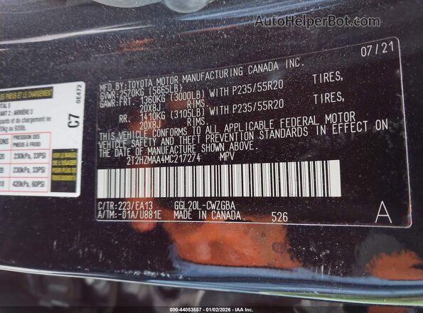2T2HZMAA4MC217274 2021 LEXUS RX 350 Черный Вид подкапотного пространства