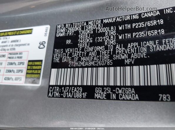 2T2HZMDA8MC260785 2021 LEXUS RX 350 Gray Widok komory silnika