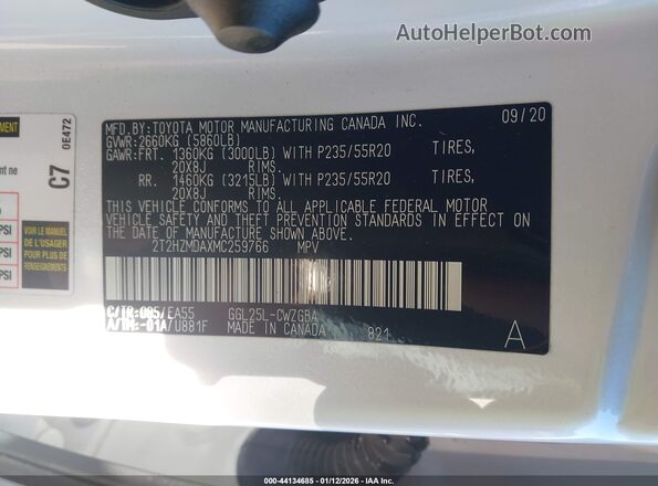 2T2HZMDAXMC259766 2021 LEXUS RX 350 Белый Вид подкапотного пространства