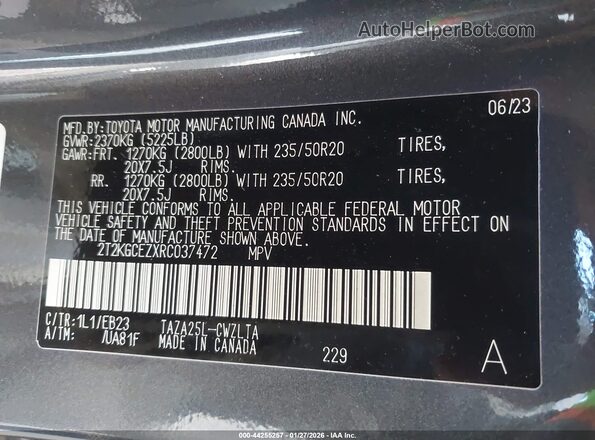 2T2KGCEZXRC037472 2024 LEXUS NX 350 Gray Vista del compartimento del motor