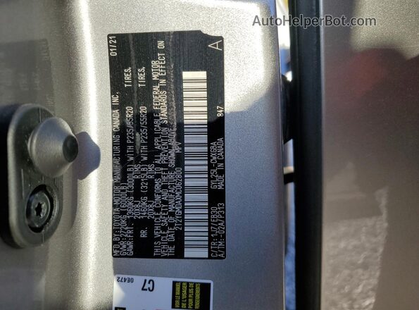 2T2YGMDAXMC062800 2021 LEXUS RX Silver Вид наклейки з VIN-кодом