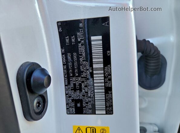 2T2ZZMCA7GC019696 2016 LEXUS RX Белый Вид наклейки с VIN-кодом