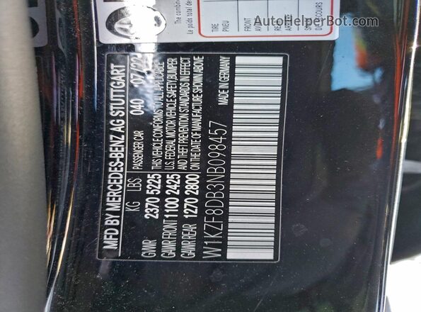 W1KZF8DB3NB098457 2022 MERCEDES-BENZ E-CLASS Черный Вид наклейки с VIN-кодом